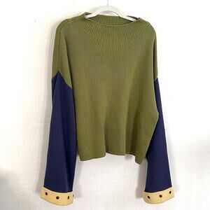 Levi’s x Emma Chamberlain Colorblock Mockneck Sweater Olive Navy Size L